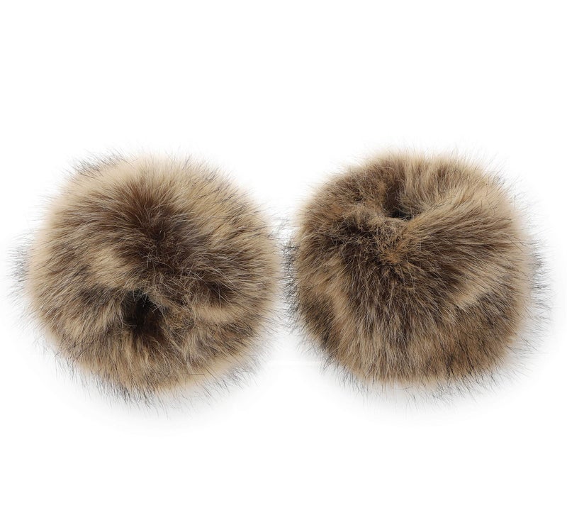 LA CARRIE Women's Leopard Print Faux Fur Wrist Cuffs,Winter Fox Furry Bands Arm Warmer (Raccoon) - Image 4